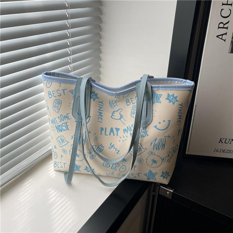 

Простой темперамент лето новый маленький свежий принт большая вместимость сумка-тоут женский на плечо рюкзак для поездок на работу