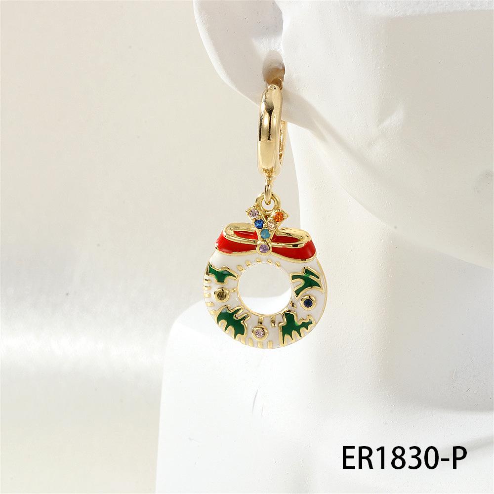 Christmas Lolita Fashion Hoop Earrings: Snowflake, Reindeer & Tree Charm Set