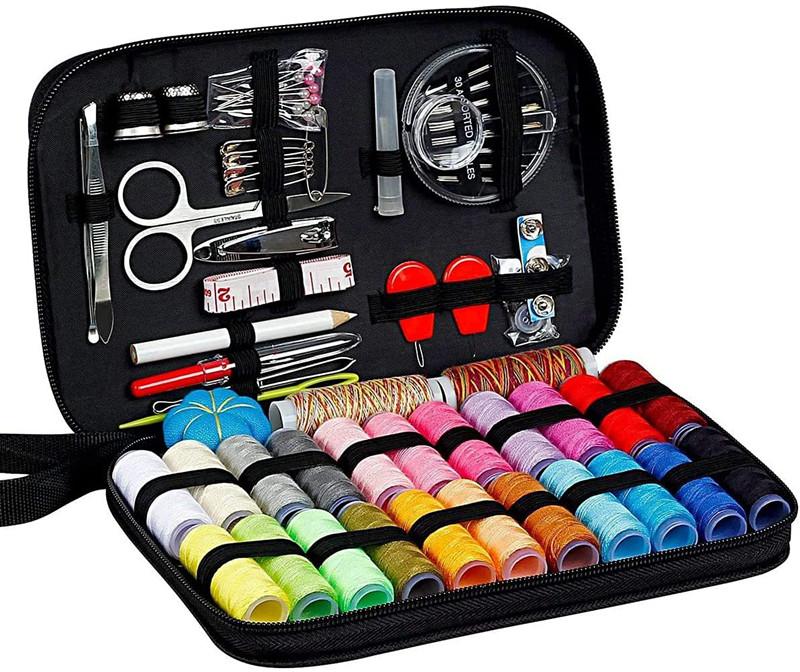 Sewing Kit with Threads Needles Storage Bag Scissors Tape Measure Buttons Portable Travel DIY Embroidery Handwork Sewing Box Set