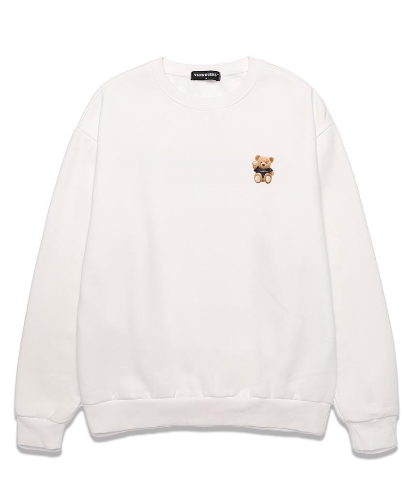 VANNWORKS Mini Sitting Bear Oversized Sweatshirt (Vndts109) White (B Type)