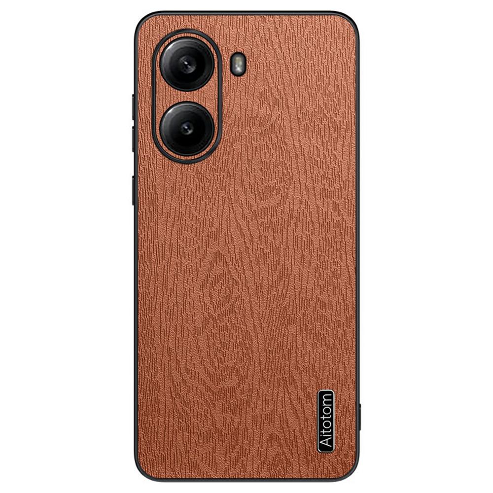 For Xiaomi Redmi Turbo 4 5G Case Wood Texture PU Leather Coated PC TPU Phone Cover