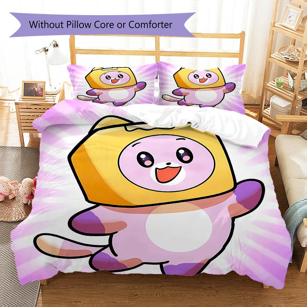 Lankybox Pattern Bedding,Quilt Set Quilt Cover Pillowcase Home Birthday Gift (1 * duvet cover + 2 * pillowcase, without core)