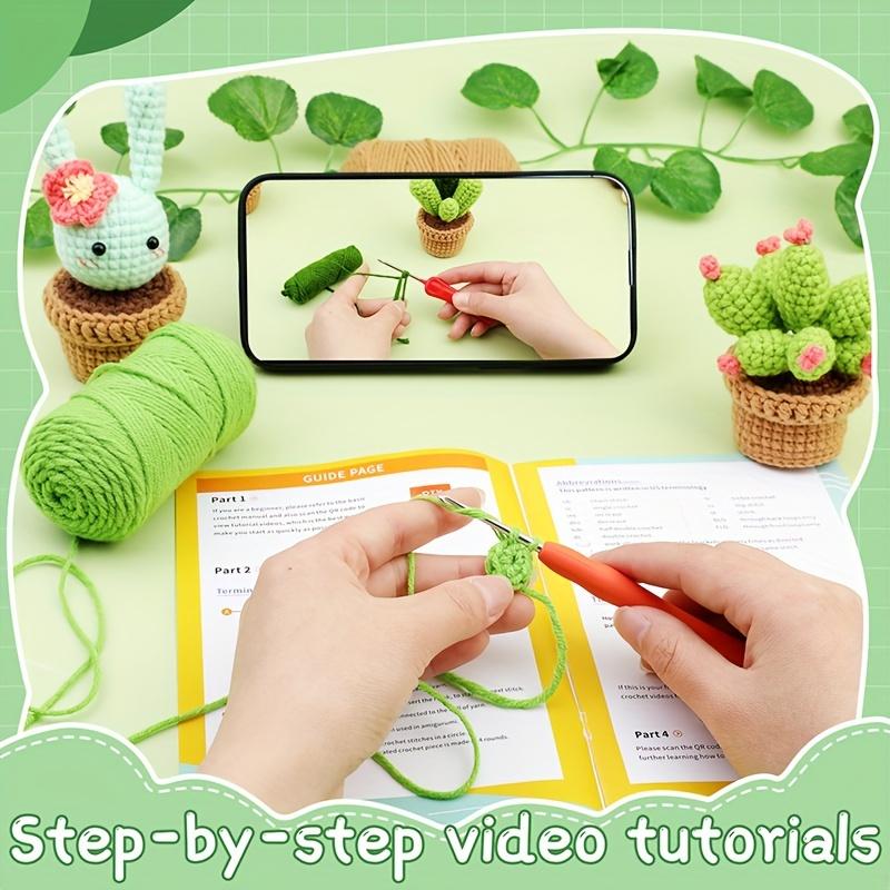 6 buc. Kit complet de croșetat pentru adulți - Include cârlige, fire, fibre, markere și instrucțiuni pentru o învățare ușoară
