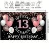 Rose gold girl's 13th birthday decoration, birthday party supporting photography background, 13th birthday party supplies