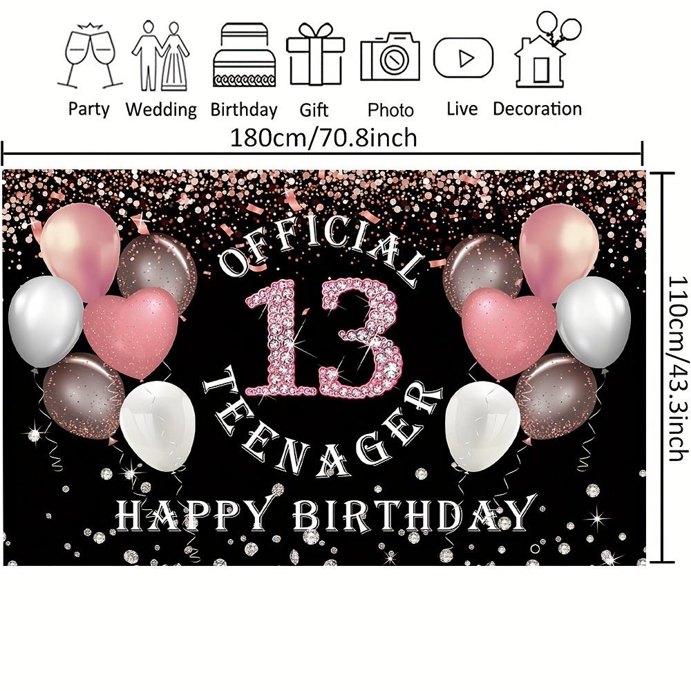 Rose gold girl's 13th birthday decoration, birthday party supporting photography background, 13th birthday party supplies