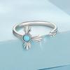 Vintage Turquoise Cross Open Ring S925 Sterling Silver Oxidized Women's Jewelry Adjustable Rings