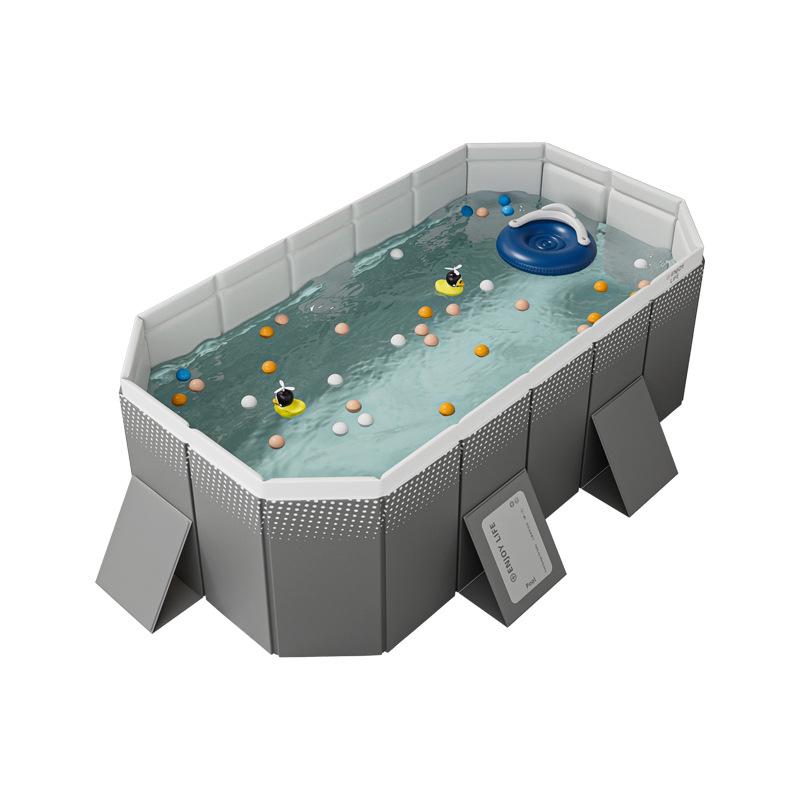Blue No-Installation Inflatable-Free Family Swimming Pool for Outdoor Home Use - Ready for Immediate Use