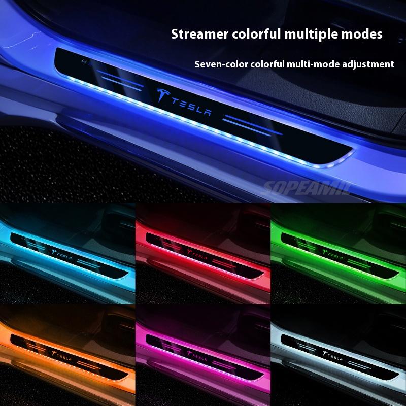 For Tesla Model 3 Model Y Model X Roadster Wireless LED Car Door Threshold Welcome Pedal Light USB Charging Mood Lamp Accessory