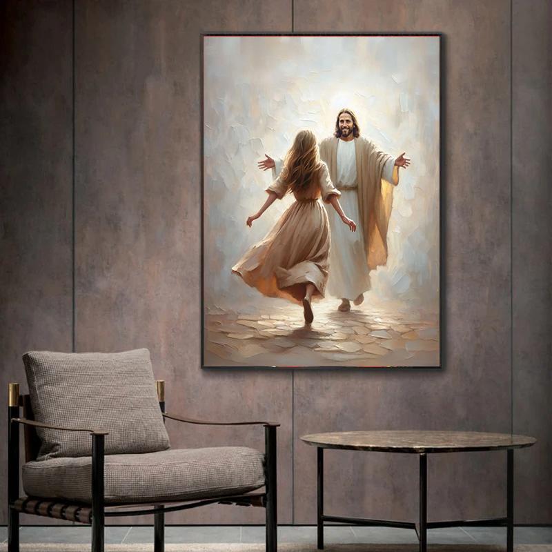 Heilige Religiöse Überzeugung Gott Jesus und Heiliger Geist Poster Druck Heiliges Herz Jesu Leinwandbild für Wohnzimmer Schlafzimmer Dekor