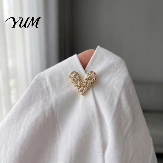 Heart Shape Brooch Mini Love Pin, Silver Golden Plated Clothing Decoration Pins Lapel Hats Bags Scarves Clothes Decorative Accessory Women Collar