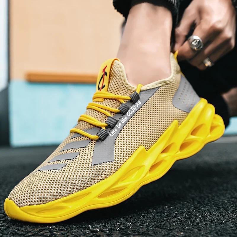 Comfortable Flying Weave Men's Casual Shoes Fashion Lightweight Man Casual Sneakers Summer Breathable Men Athletic Jogging Shoes