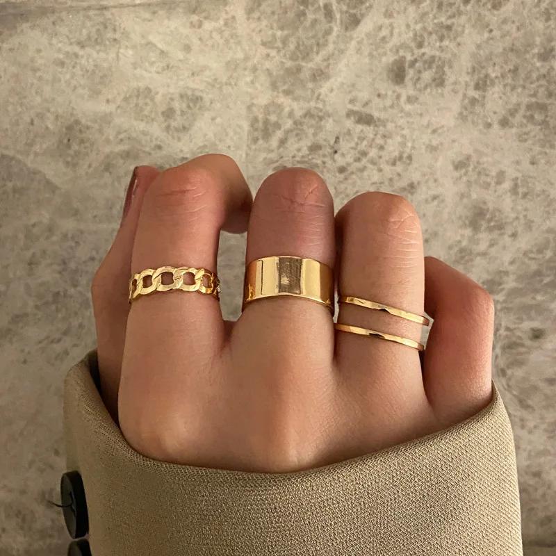 5pc New Ring Simple Metal Ring Fashion Women Zircon Accessories Party Gifts
