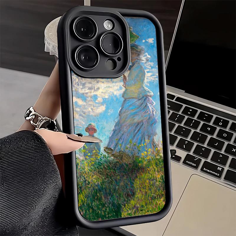Phone Case for iPhone 17 Air 16E 15 16 Pro Max Claude Monet Oil Painting Cover 14 Plus 13 12 Mini Soft Shell Silicone Fundas