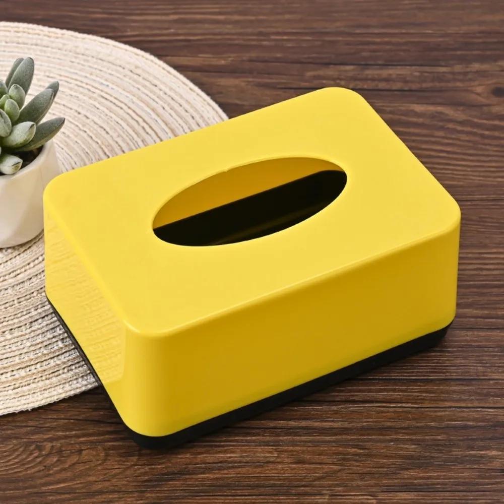 New Plastic Tissue Box Square Durable Napkin Holder Solid Color Paper Towel Box Home Use