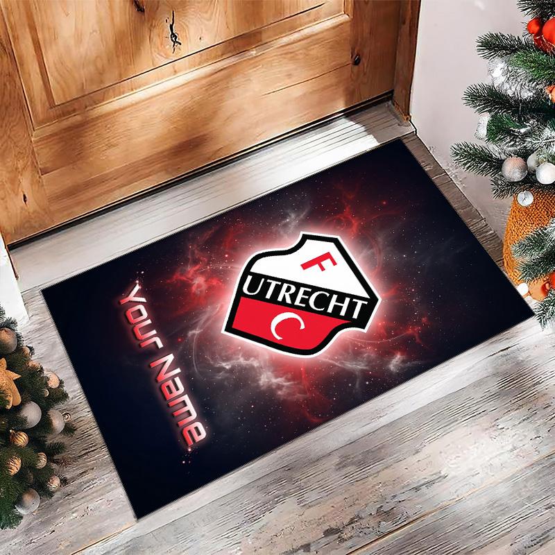 FC Utrecht Printed Crystal Velvet Rug Non‑Slip Crystal Velvet Carpet For Sofa Bedroom Indoor Home Decoration