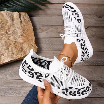 Baskets Décontractées pour Femmes Nouvelles Léopard à Lacets Baskets Légères Femmes Maille Respirante Chaussures de Course Femmes 2025 Zapatos De Mujer