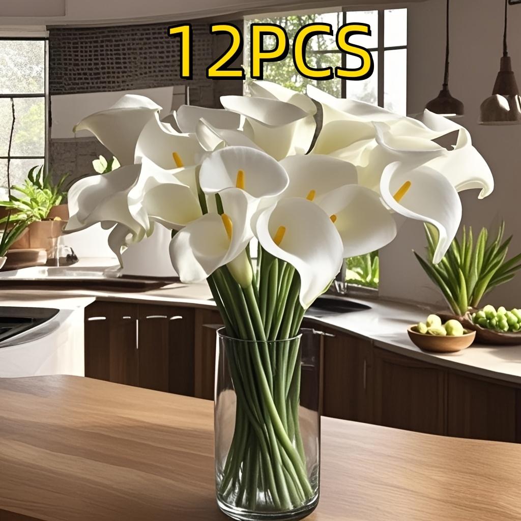 

12pcs Calla Lily Simulation Flowers with PU Hand Feel, Suitable for Wedding, Home and Office Decoration, Spring Arrangement, Flower Decorations 12pcs