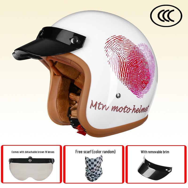 Retro 3C-Certified Unisex Motorcycle Helmet, All-Season 3/4 Design for Motorbike & Electric Bike