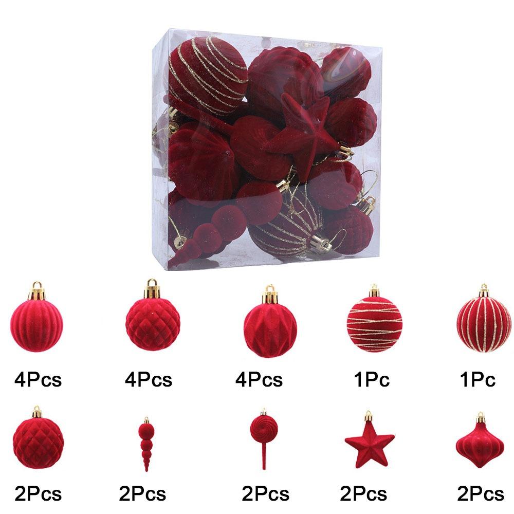 

24Pcs Shatterproof Pentagram Christmas Ball Colorful Christmas Spheres Pendant Seasonal Decoration вино красного