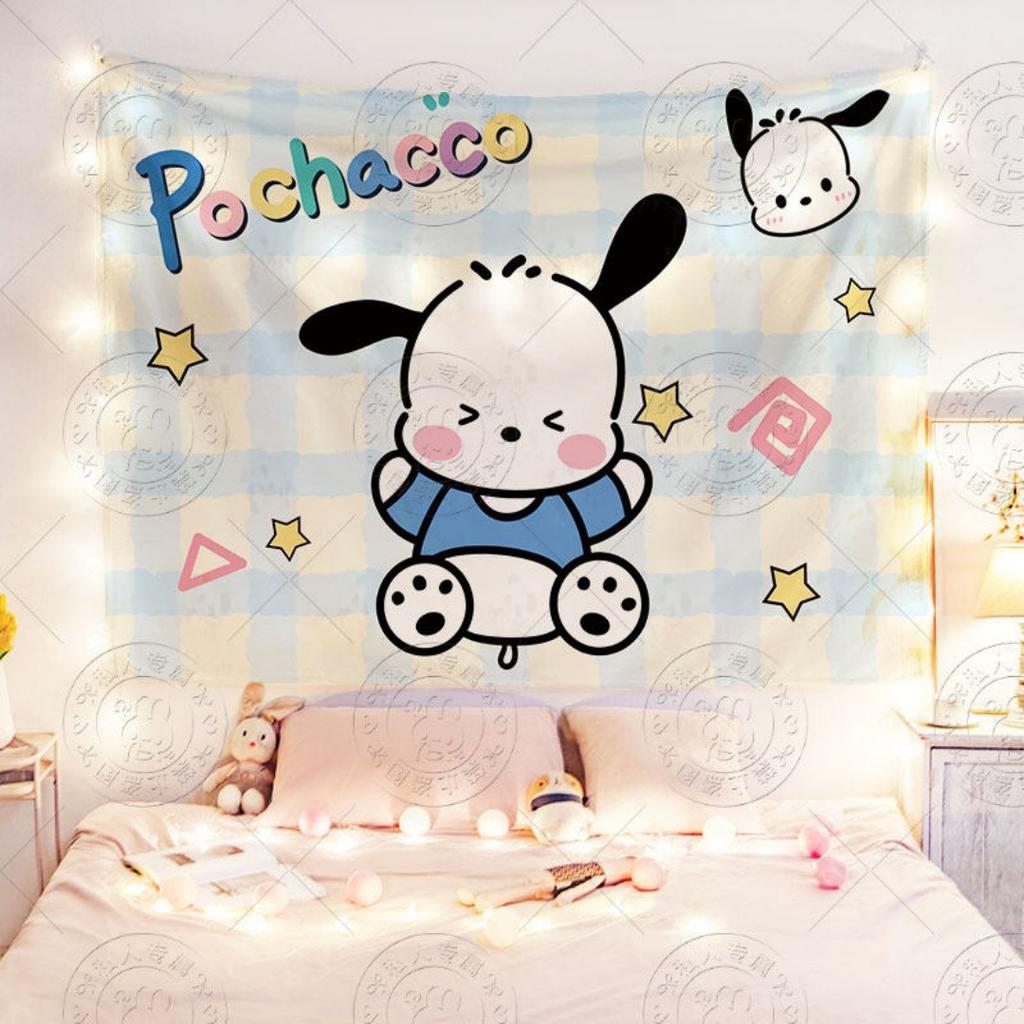 Sanrio Cartoon Hanging Cloth Cute Pacha Dog Tapestry Ins Healing Laurel Dog Childrens Room Decorative Curtain Background Cloth