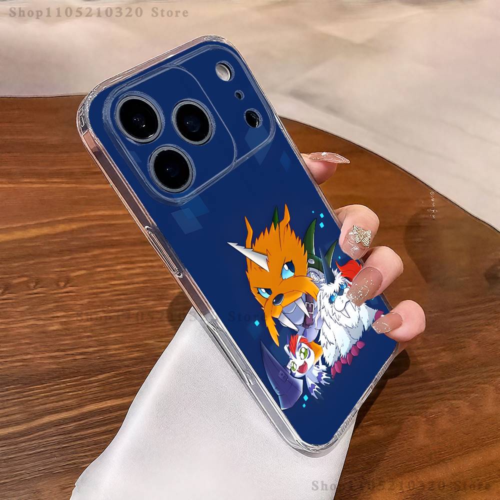 Cute D-Digimon Anime Phone Case For iPhone 17,16,15,14,13,12,11 Pro,Max,Plus,X,XS,XR,SE4,E Mini Transparent Soft Cover