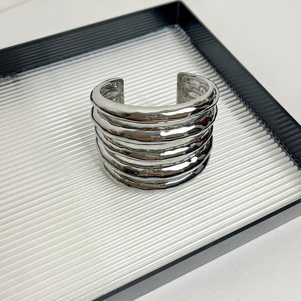 Multi-Layer Wide Hollow Coil Metal Bracelet Women's Personality Exaggerated Bracelet Simple Fashion Jewelry Accessories
