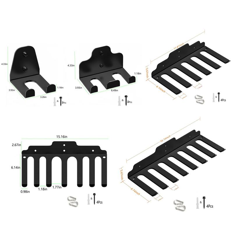 Wall Mount Rod Storage Rack Garage Organizer Trimmer Rack Garden Power Tool Hanger Vertical Hanging Heavy Duty Barbell Storage