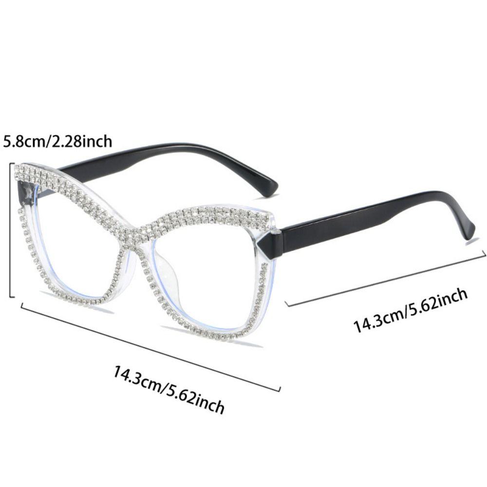 Trendy INS Rhinestone Glasses Luxury Lightweight Large Frame Eyewear Fashion Elegant Women Spectacles Selfie
