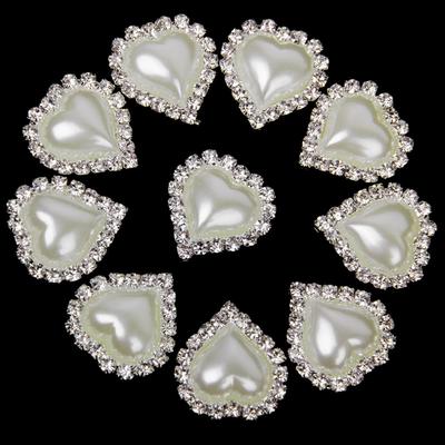 10 kryształowych guzików z pereł z kryształu górskiego FLATBACK Zdobienie Craft Decor Heart