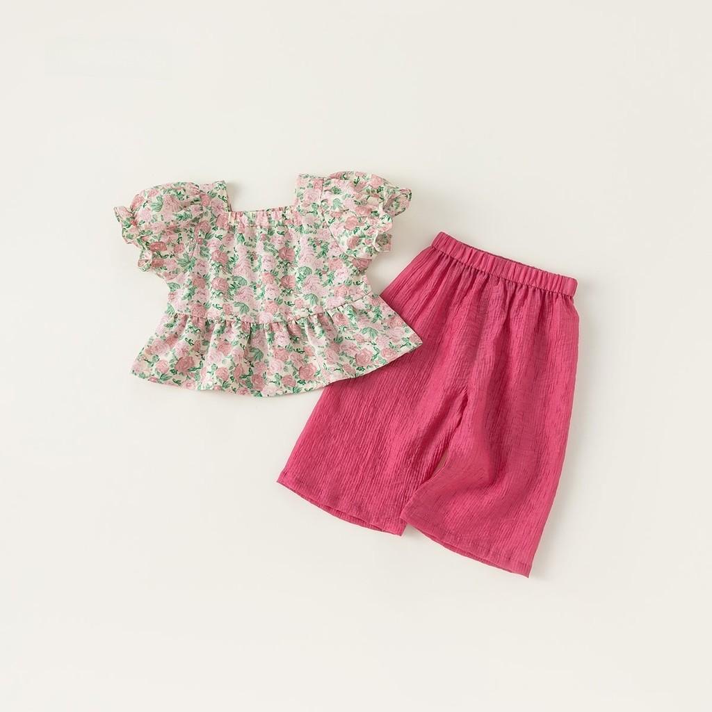 

Girl Baby Summer Outfit With Flower Pattern And Cotton Fabric For Toddler Girls Pink,80