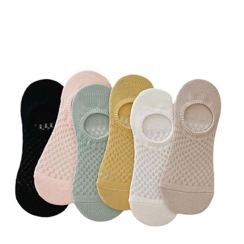 

3/5 пар женских носков-лодочек, летние тонкие сетчатые дышащие однотонные носки, женские нескользящие невидимые неглубокие носки для лодочек 3pairs разноцветный