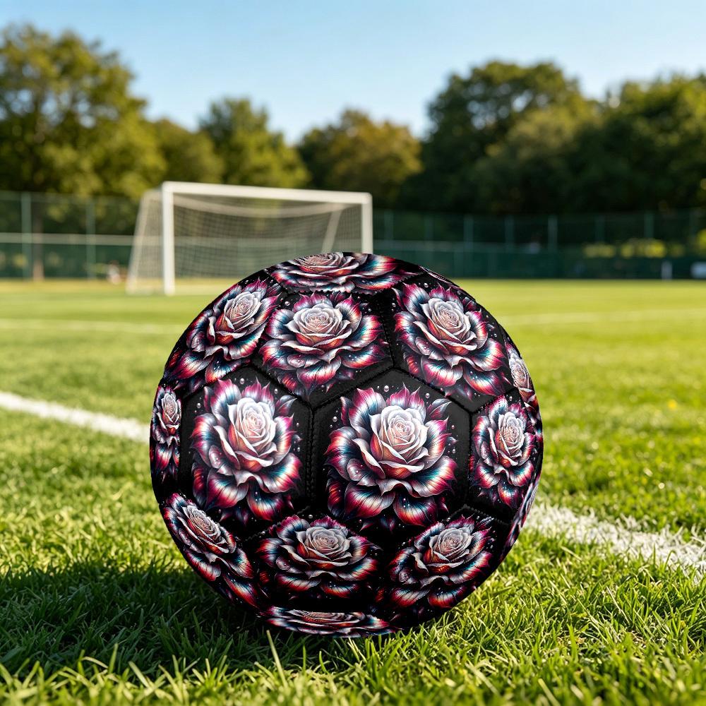 1pc Rose Artwork Size 5 Soccer Ball Professional Match Training Football Indoor &Outdoor Sports Ball Lightweight Durable m6545