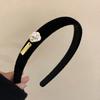 Rose Black Velvet Hair Bands For Women Classic Popular Korea Design Camellia Pearl Ribbon Headdress Head Wrap Headband