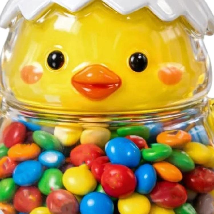 Artistic Glass Storage Jar With Festives Easter Themes Rabbit Eggs Chick Shape Candy Container For Snacks And Home Decors