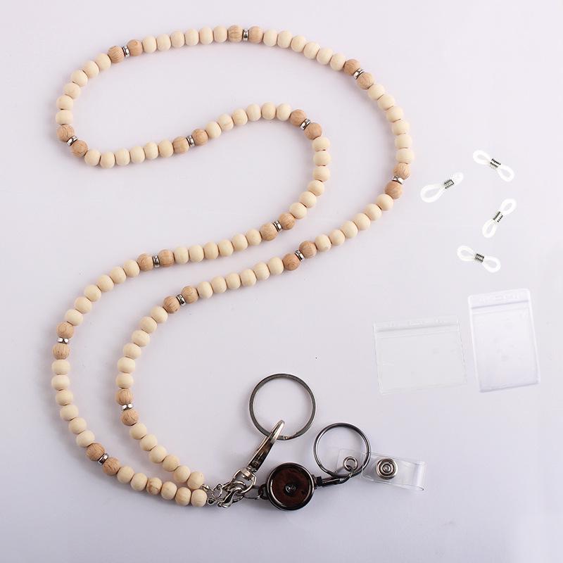 

Унисекс растягивающееся деревянное ожерелье с идентификационным номером и цепочкой для ключей с удобным креплением