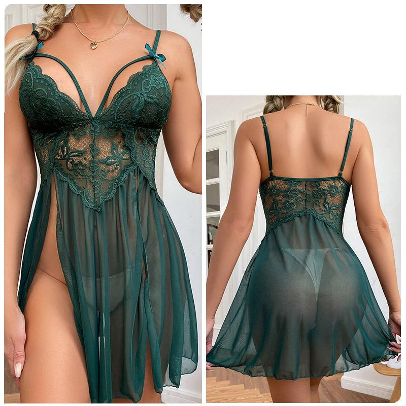 

Женская одежда для сна, прозрачная кружевная ночная рубашка, сексуальное женское белье, ночное белье, сетка M зелёный