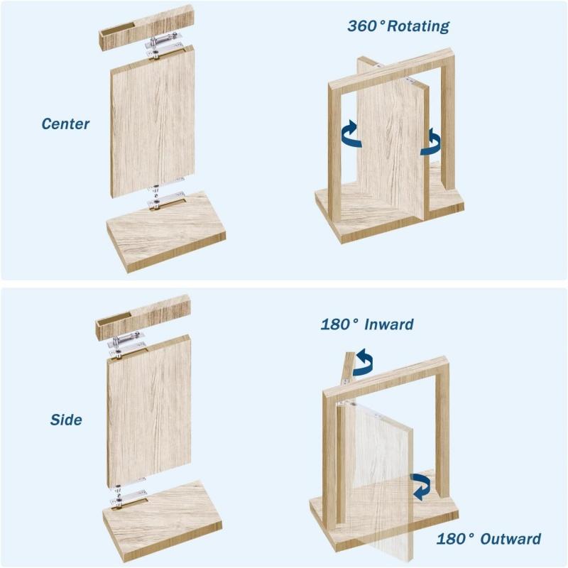 1 Set 360 Degree Rotate Stainless Steel Hidden Door Hinge Kit Heavy-duty Door Pivot Hinge for Wooden Door/Secret Doors/Bookshelf
