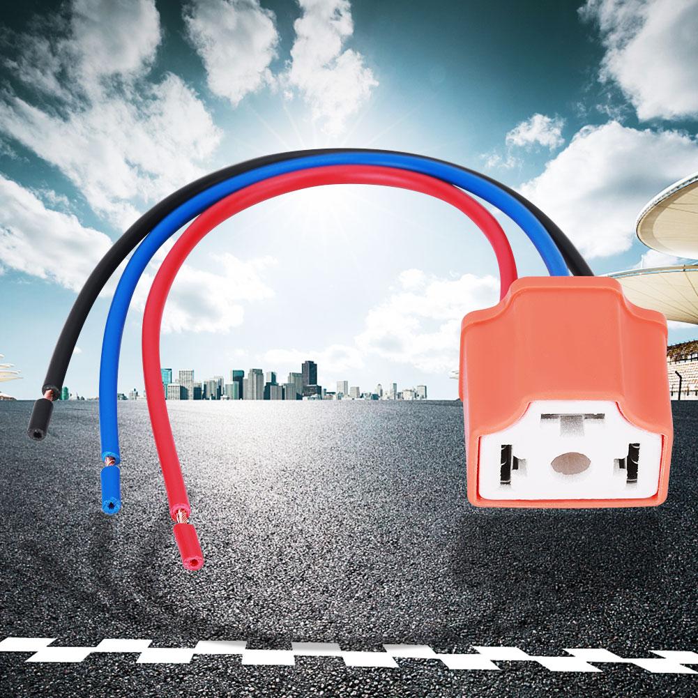 H4   9003 Female Ceramic Headlamp Wiring Harness Plug Socket Connector Adapter Filament Wire