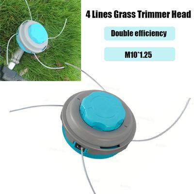 NEW 4 Lines Grass Trimmer Head, M10*1.25 Threaded, Automatic Outline Brush Cutter Parts, Garden Accessories