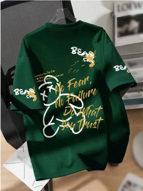2026 Summer New Unisexs TShirt With 3d Bear Pattern Print Set S