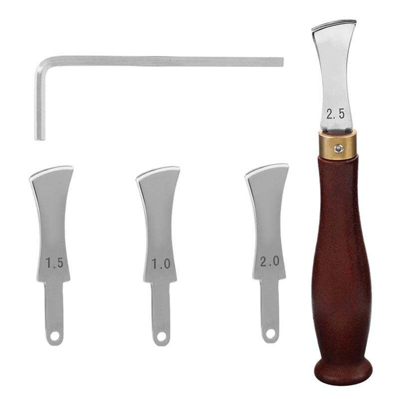 Leather Creasing Tool Stainless Steel Edge Marking Craft Tool Leather Crimping Gear With Wood Handle For Tailors Wallets Purse China Mainland