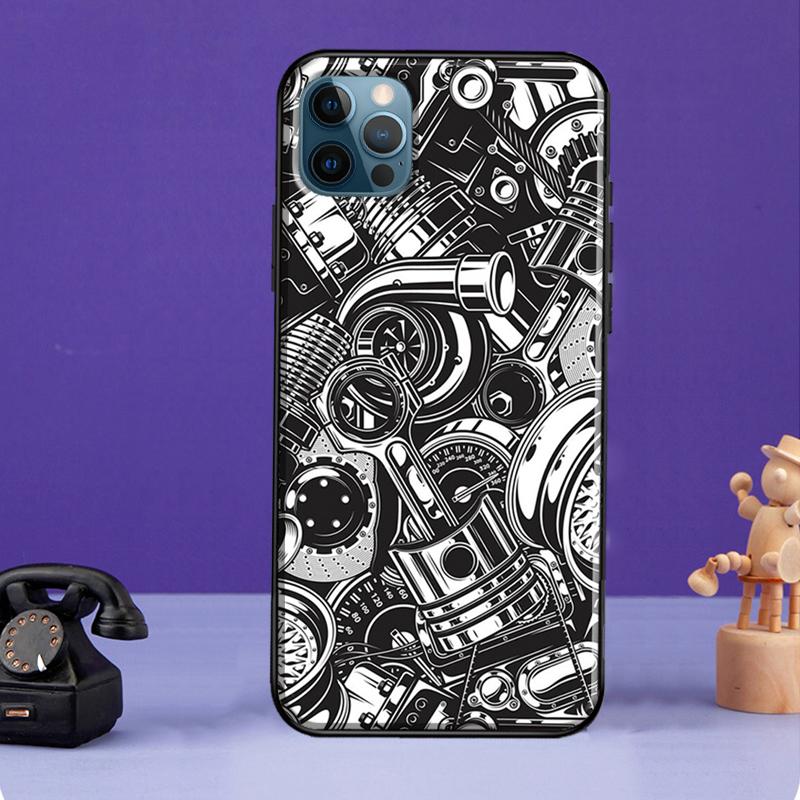 

Автомобильные запасные части, чехол для двигателя автомобиля для iPhone 13 11 14 Pro Max 12 mini, полный чехол для iPhone XR XS Max X 7 8 Plus SE 2020 iPhone 12