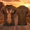 T-shirt d'été Rétro Motif Cowboy Faux Hommes Impression 3D Graphique Muscle Drôle Manches Courtes Cosplay Western Fête Décontracté Street Top