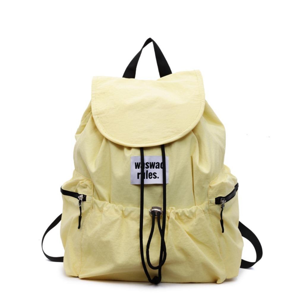 Solid Color Ruched Shoulder Bags Nylon Student Schoolbag Simple Drawsting Backpacks  Outdoor