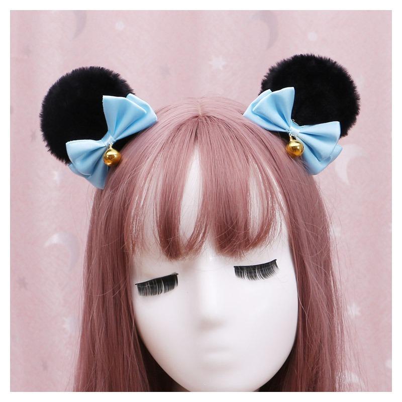 

A handmade cute olita hair accessories lo lady edge clip J animal ear hairpin double bow bear ear pair clip One Size