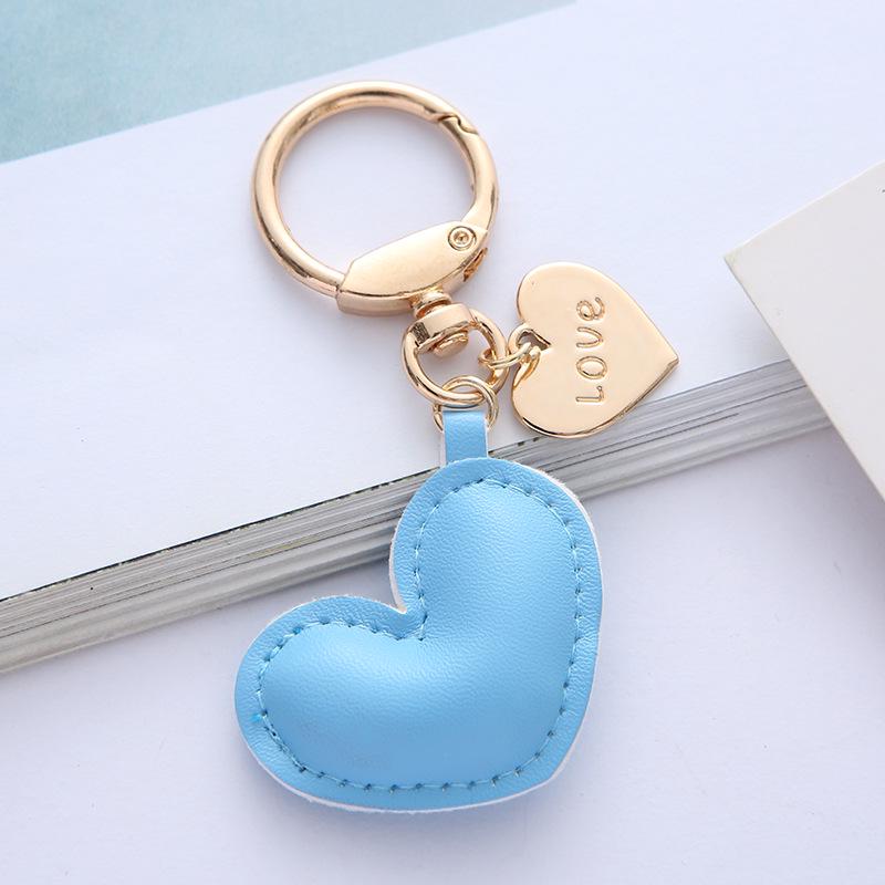 Neuer farbenfroher Leder-Herz-Schlüsselanhänger - Niedliches Legierungspendant-Accessoire