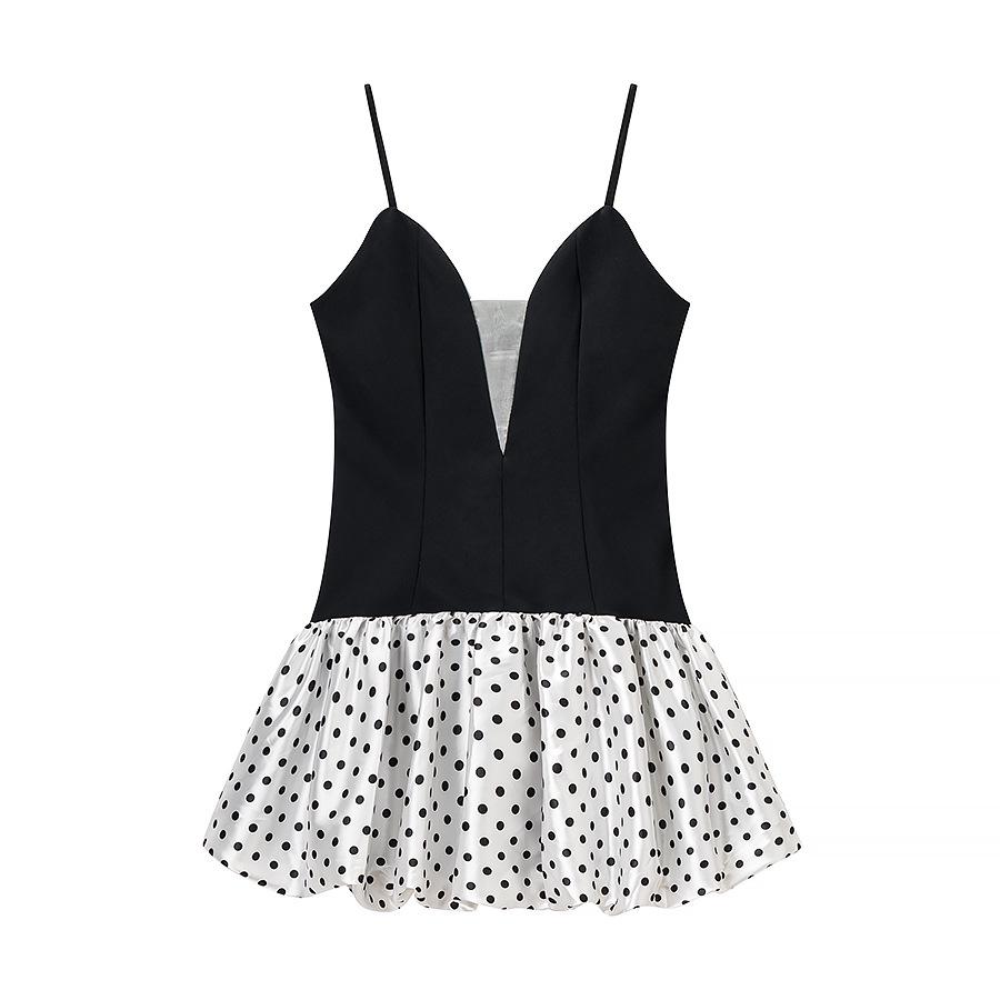 In Stock: Polka Dot Deep V Slim-fit Camisole Dress - Sexy & Fashionable European/American Style 2025