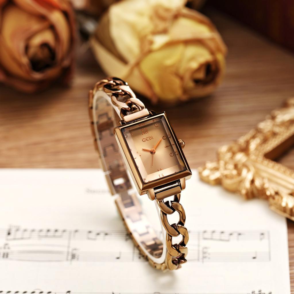 Orologio da donna rettangolare in lega al quarzo con funzione impermeabile per signore alla moda