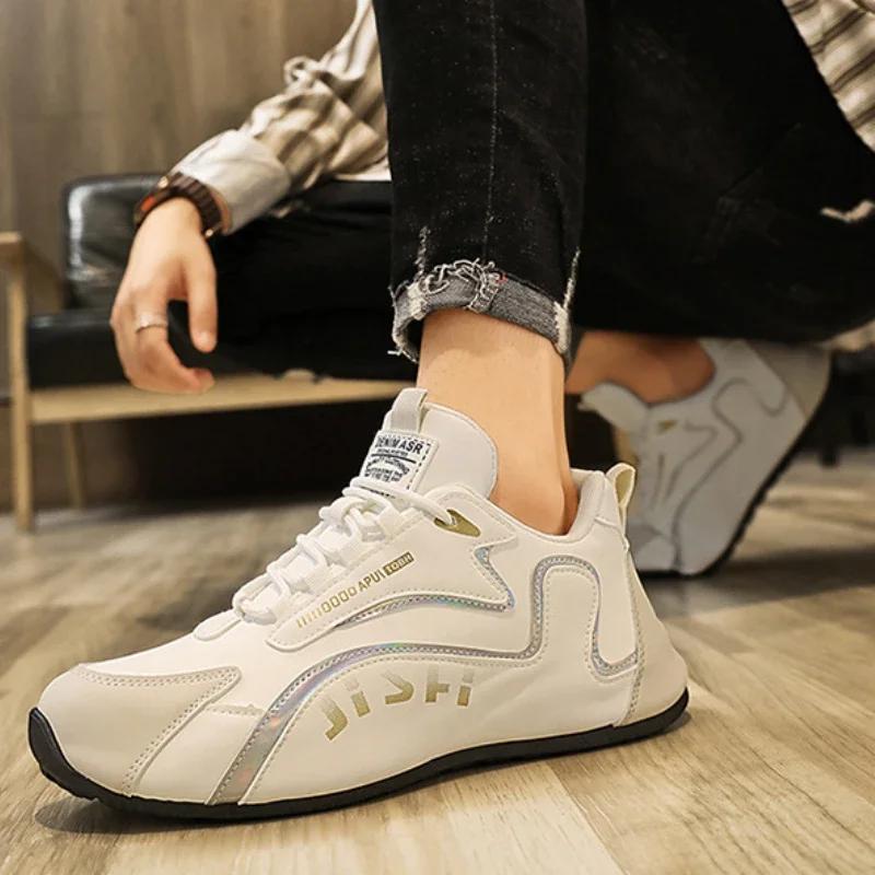 Mode Herrsneakers Läder Casual Sportskor för Män Lätta Halkfria Tennisskor Utomhus Andningsbara Herr Löparskor