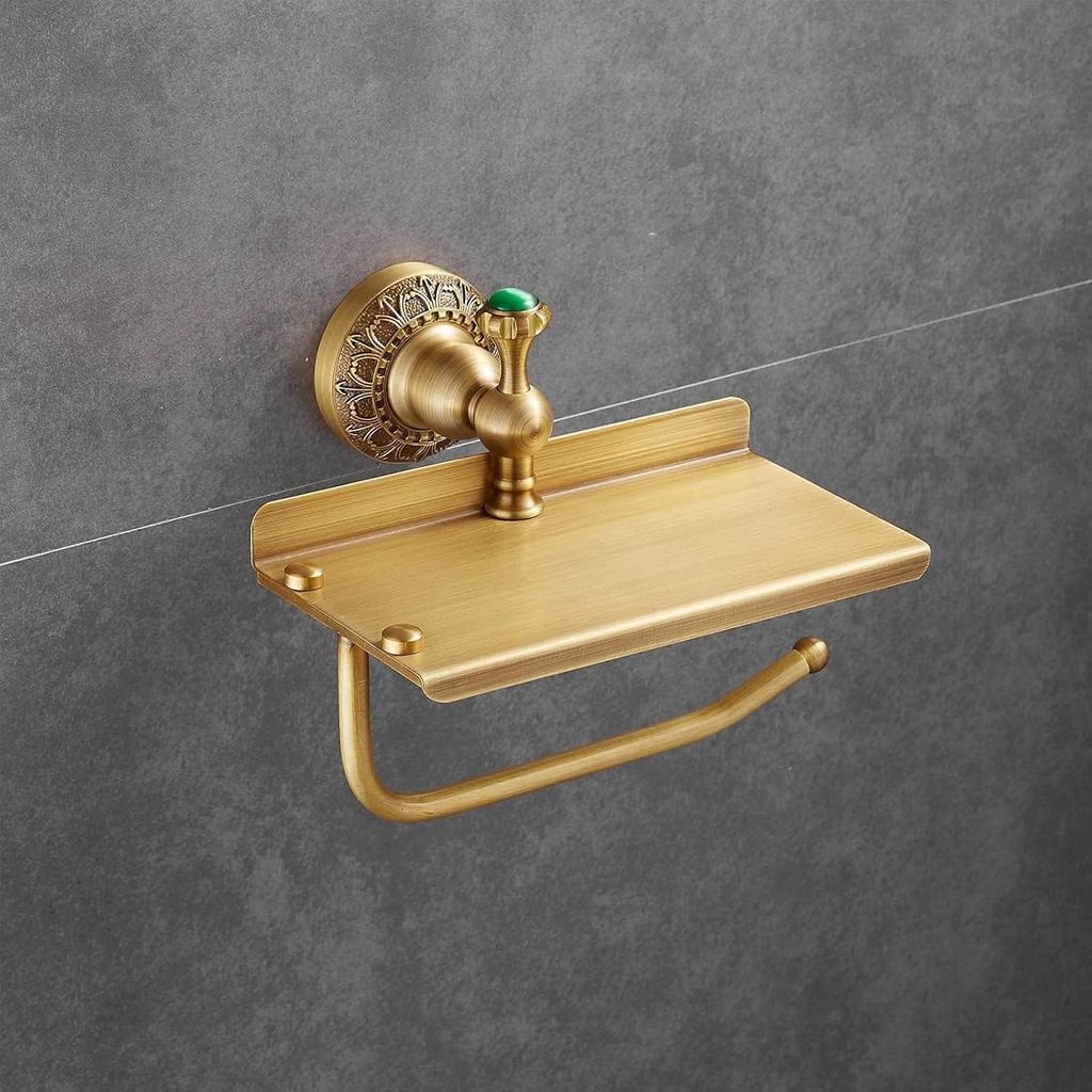 Beelee Bathroom Tissue Holder/Toilet Paper Holder Solid Brass Wall-Mounted Toilet Roll Holder, Toilet Paper Tissue Holder with Mobile Phone Storage
